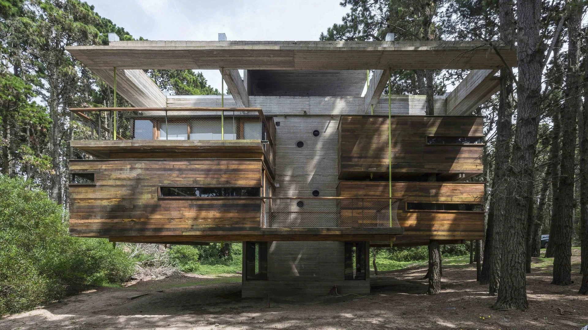 Elevated timber cabin in dunes overlooking Atlantic Ocean Argentina